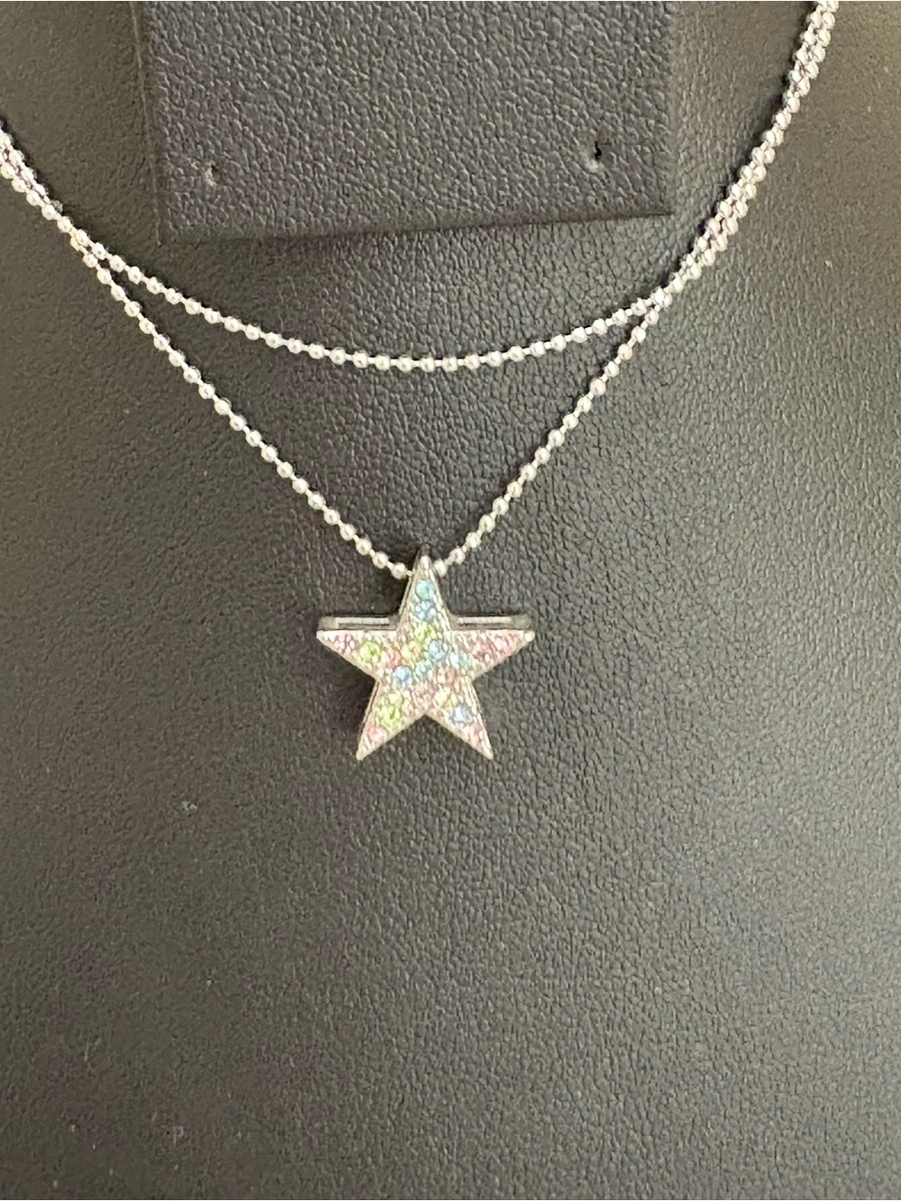 Silver Star Pendant ankle bracelet with Iridescent Stones